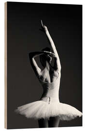 Wood print Beautiful pose of a ballerina