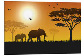 Aluminium print Elephants in the savannah