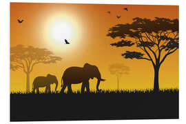 Foam board print Elephants in the savannah