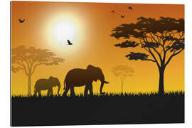 Gallery print Elephants in the savannah