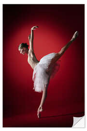 Sticker mural Danseuse sur fond rouge