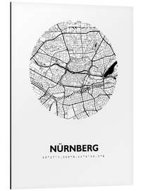 Quadro em alumínio City map of Nuremberg, circle