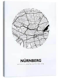 Canvas print City map of Nuremberg, circle