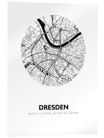 Akryylilasitaulu City map of Dresden, circle