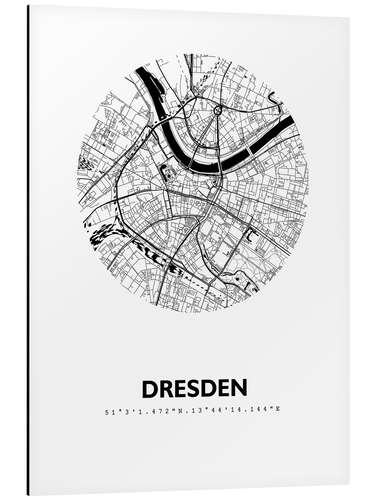 Tableau en aluminium Carte de Dresde