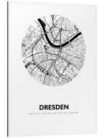 Quadro em alumínio City map of Dresden, circle