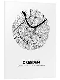 Print på skumplade City map of Dresden, circle