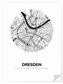 Wandsticker Stadtplan von Dresden, Kreis