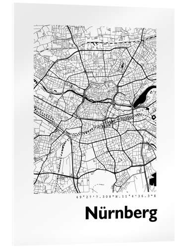 Acrylic print City map of Nuremberg