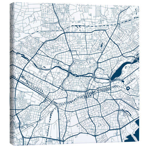 Canvas print City map of Nuremberg, blue