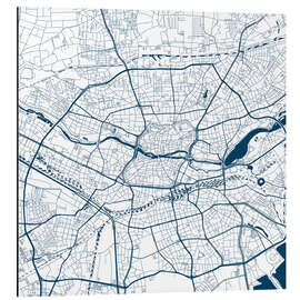 Magnettafel Stadtplan von Nürnberg, blau