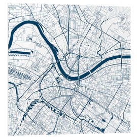 Foam board print City map of Dresden, blue