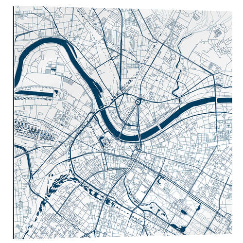 Stampa su plexi-alluminio Mappa di Dresda, blu