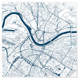 Naklejka na ścianę City map of Dresden, blue