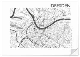 Sticker mural Carte de Dresde