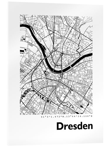 Acrylglasbild Stadtplan von Dresden