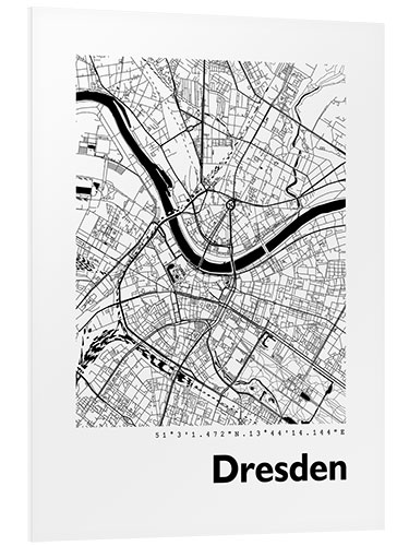 Hartschaumbild Stadtplan von Dresden