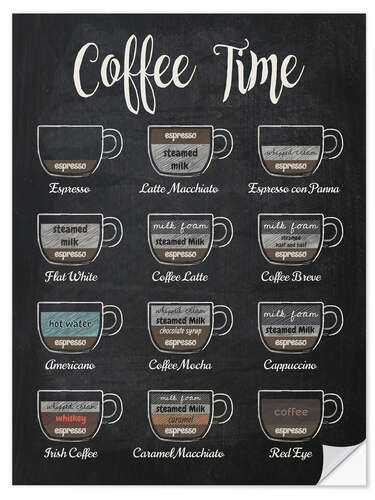 Selvklebende plakat Coffee Time