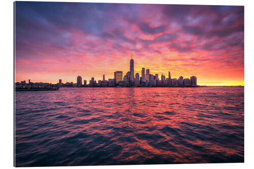 Tableau en plexi-alu Skyline de Manhattan avec le One World Trade Center