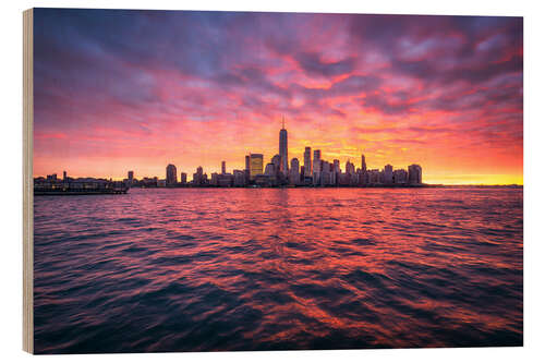 Puutaulu Manhattan skyline with One World Trade Center