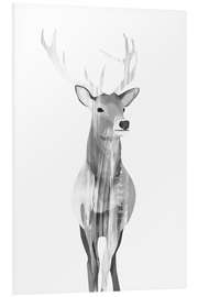 Quadro em PVC Deer (black and white)