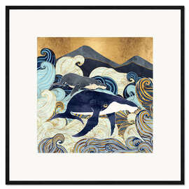 Ingelijste kunstdruk Whales, mother and child
