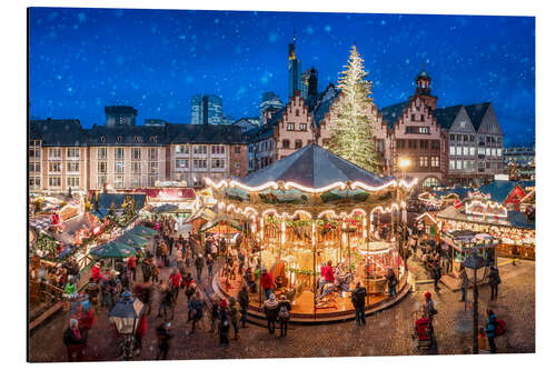 Aluminium print Christmas market on the Römerberg, Frankfurt, Hesse, Germany