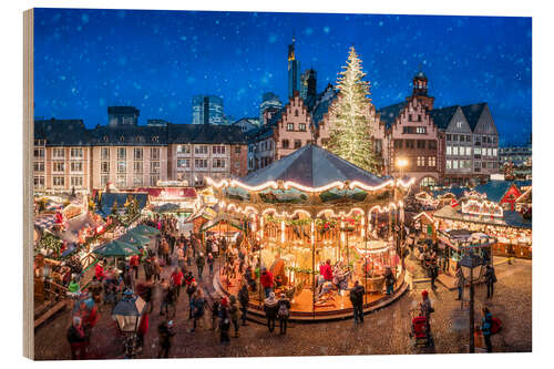 Holzbild Weihnachtsmarkt auf dem Römerberg, Frankfurt am Main, Hessen, Deutschland