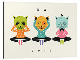 Tableau en aluminium No evil, les chats de la sagesse