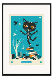 Gerahmter Kunstdruck THE FOOL TAROT CARD CAT