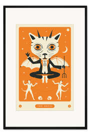 Gerahmter Kunstdruck THE DEVIL TAROT CARD CAT