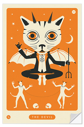 Naklejka na ścianę THE DEVIL TAROT CARD CAT