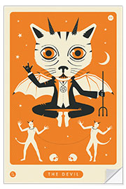 Naklejka na ścianę THE DEVIL TAROT CARD CAT