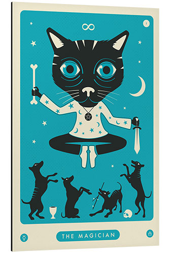 Aluminium print THE MAGICIAN TAROT CARD CAT