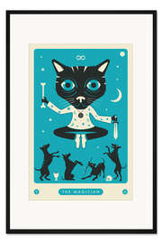 Gerahmter Kunstdruck THE MAGICIAN TAROT CARD CAT