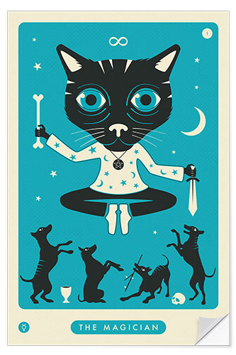 Naklejka na ścianę THE MAGICIAN TAROT CARD CAT