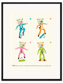 Gerahmter Kunstdruck KICKFLIP CAT