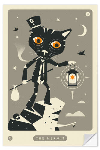 Vinilo para la pared THE HERMIT TAROT CARD CAT