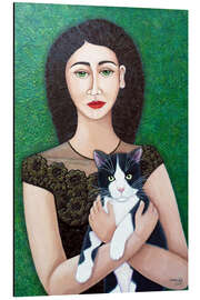 Magnettafel Frau mit Katzenseele