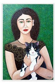 Tableau  Femme à l&#039;âme de chat - Madalena Lobao-Tello