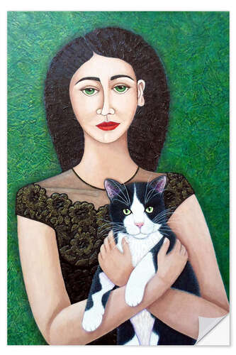 Vinilo para la pared Woman with cat soul