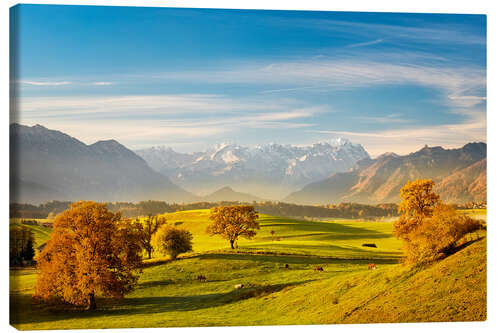 Quadro em tela Bavarian Autumn and Zugspitze - Murnauer Moos