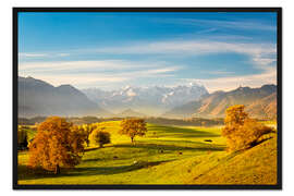 Gerahmter Kunstdruck Bayerischer Herbst und Zugspitze - Murnauer Moos