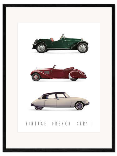 Ingelijste kunstdruk Vintage French Cars 01