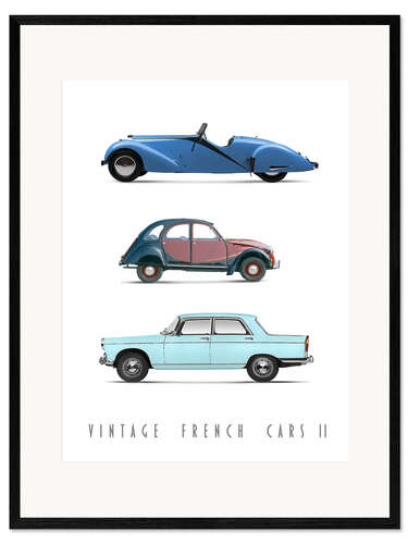 Plakat artystyczny premium w ramie Vintage French Cars 02
