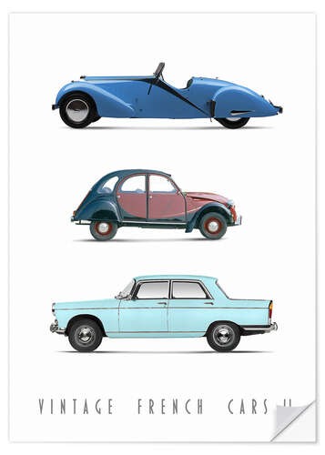 Selvklebende plakat Vintage French Cars 02