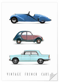 Muursticker Vintage French Cars 02