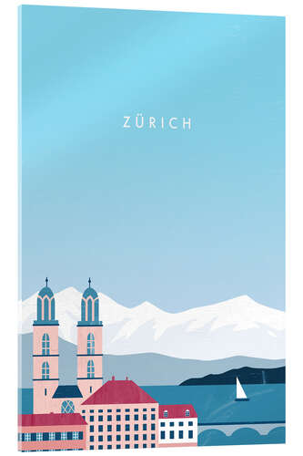 Acrylglasbild Zürich Illustration