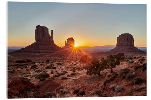 Acrylglasbild Sonnenaufgang über dem Monument Valley, Arizona, USA, Nordamerika