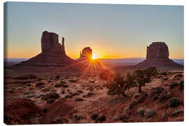 Leinwandbild Sonnenaufgang über dem Monument Valley, Arizona, USA, Nordamerika